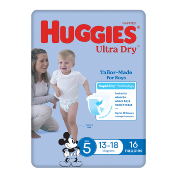 Huggies Ultra Dry for Boys Size 5 (13-18kg) 64 Pack