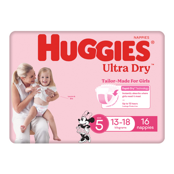 Huggies Ultra Dry for Girls Size 5 (13-18kg) 64 Pack