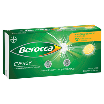 Berocca Energy Mango & Orange Flavour 30 Tablets