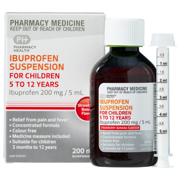PHARMACY HEALTH Ibuprofen Suspension 5-12 Years 200mL