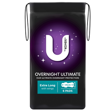 U By Kotex Overnight Extra Long with Wings 6 Pack