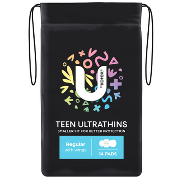 U By Kotex Teen Ultrathins Regular With Wings 14 Pack