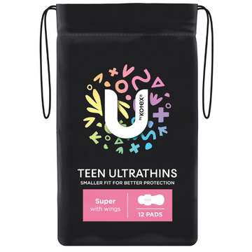 U By Kotex Teen Ultrathins Super With Wings 12 Pack