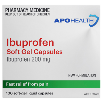 APO HEALTH Ibuprofen 200mg Blister Pack Soft Gel 100 Capsules