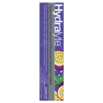 Hydralyte Passionfruit Kiwi Flavoured Effervescent Electrolyte 20 Effervescent Tablets