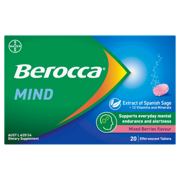Berocca Mind Mixed Berries Flavour 20 Tablets