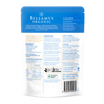 BELLAMYS Organic Baby Porridge 5+ Months 125g