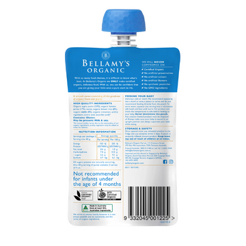 BELLAMYS Organic Banana & Apple Porridge 4+ Months 120g