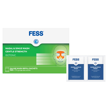 FESS Nasal & Sinus Wash Gentle Strength Saline Wash Refill Sachets 100 x 1.94g Piece Set