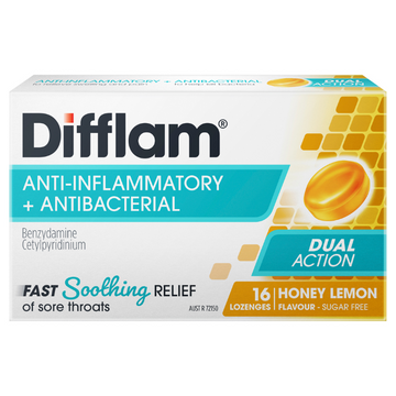 Difflam Sore Throat Lozenges Honey & Lemon Flavour 16 Lozenges