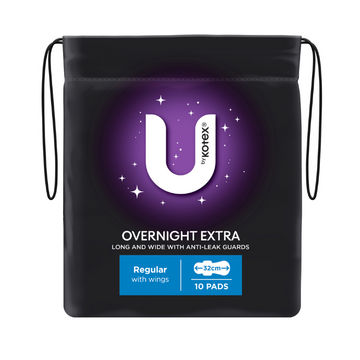 U By Kotex Extra Overnight Pads with Wings 10 Pack