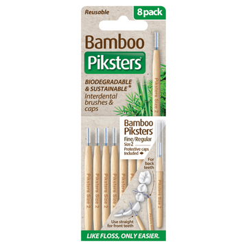 Piksters® Bamboo Interdental Brushes White Size 2 8 Pack
