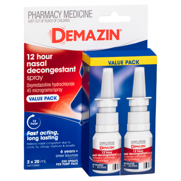 Demazin 12 Hour Nasal Decongestant Spray Value Pack 2x 20ml