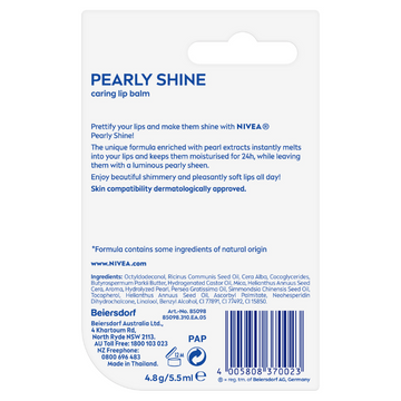 Nivea Lip Care Balm Pearl & Shine 4.8G