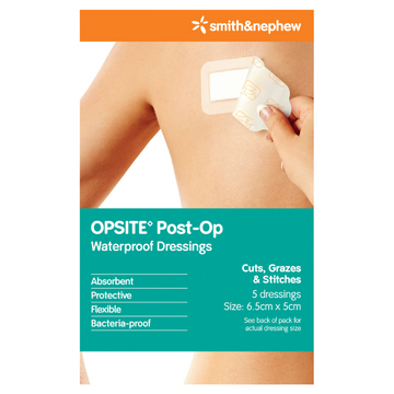 OPSITE Post-Op Waterproof Dressings 6.5cm x 5cm 5 Pack