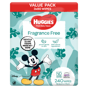 Huggies Thick Baby Wipes Fragrance Free 480 Pack