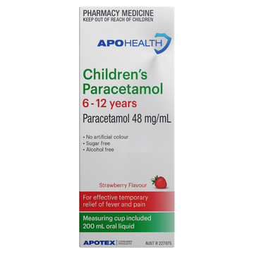 APO HEALTH Paracetamol Children's Paracetamol 6 to 12 yrs Bottle 200mL