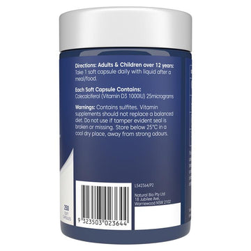 Bioglan Vitamin D3 1000IU - 250 capsules