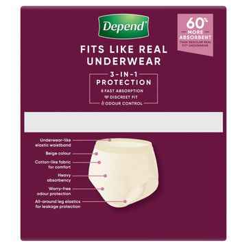 Depend Wmn Underwear Super Med 8Pk