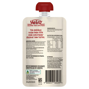 Heinz Apple Peach & Mango 120g Pouch 4+ Months Baby Fruit Puree Feeding Food