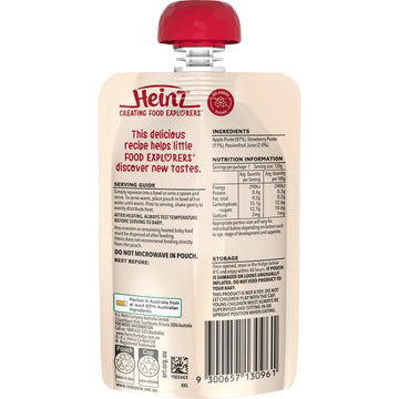 Heinz Apple Strawberry & Passionfruit 120g 8+ Months Baby Puree Feeding Food