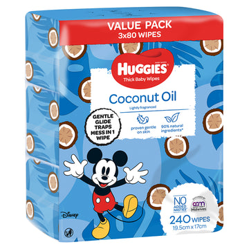 Huggies Thick Baby Wipes Coconut Oil 480 Pack