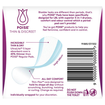 Poise Discreet Reg Pad 16Pk