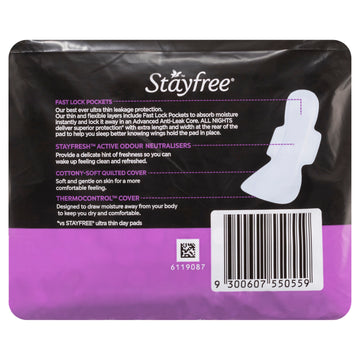 Stayfree Pad U/Thin All Nght Wing 10Pk