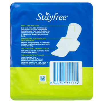 Stayfree Pad U/Thin Reg Wing 14Pk