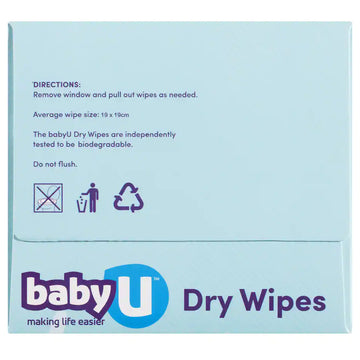 Baby U Dry Wipes 100 Pack Fragrance Free Biodegradable Nappies Soft Cleanser