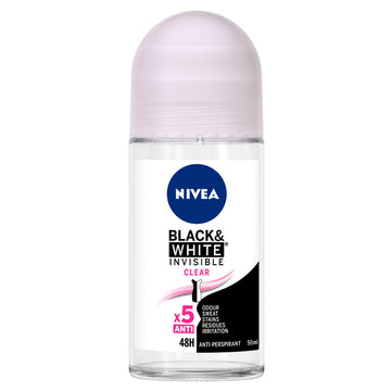 Nivea Invisible Black & White Clear Roll On 48h Anti-Perspirant Deodorant 50mL