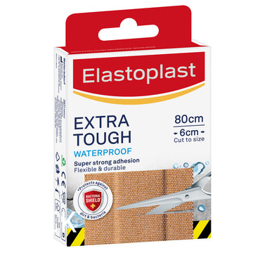 Elastoplast Extra Tough Waterproof Plasters Strips Bandages Pad Size 6Cm 8 Pack