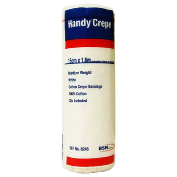 Handy Crepe Medium White Bandage Cotton Injury Support First Aid 15Cm x 1.6M