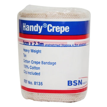 Handy Crepe Bandage Heavy Tan Cotton Wound Injury Support First Aid 5Cm x 2.3M