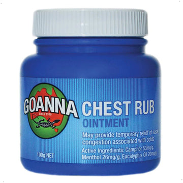 Goanna Chest Rub Cooling Menthol Topical Ointment Nasal Decongestant 100g Jar