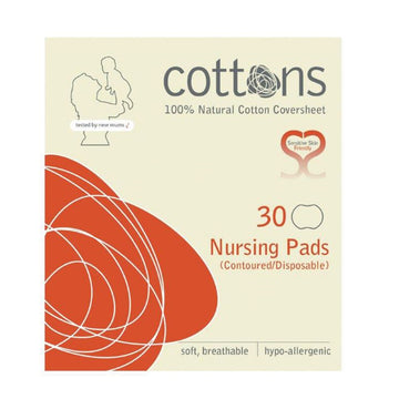 Cottons Breast Nursing Pads 100% Natural Cotton Absorbent Breastfeeding Pad 30Pk