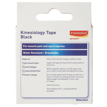 Elastoplast Sport Kinesiology Tape Roll Muscle Joint Pain Relief Black 50Mm x 5M