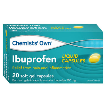 Chemists Own Ibuprofen Pain & Inflammation Fever Relief 200mg 20 Liquid Capsules