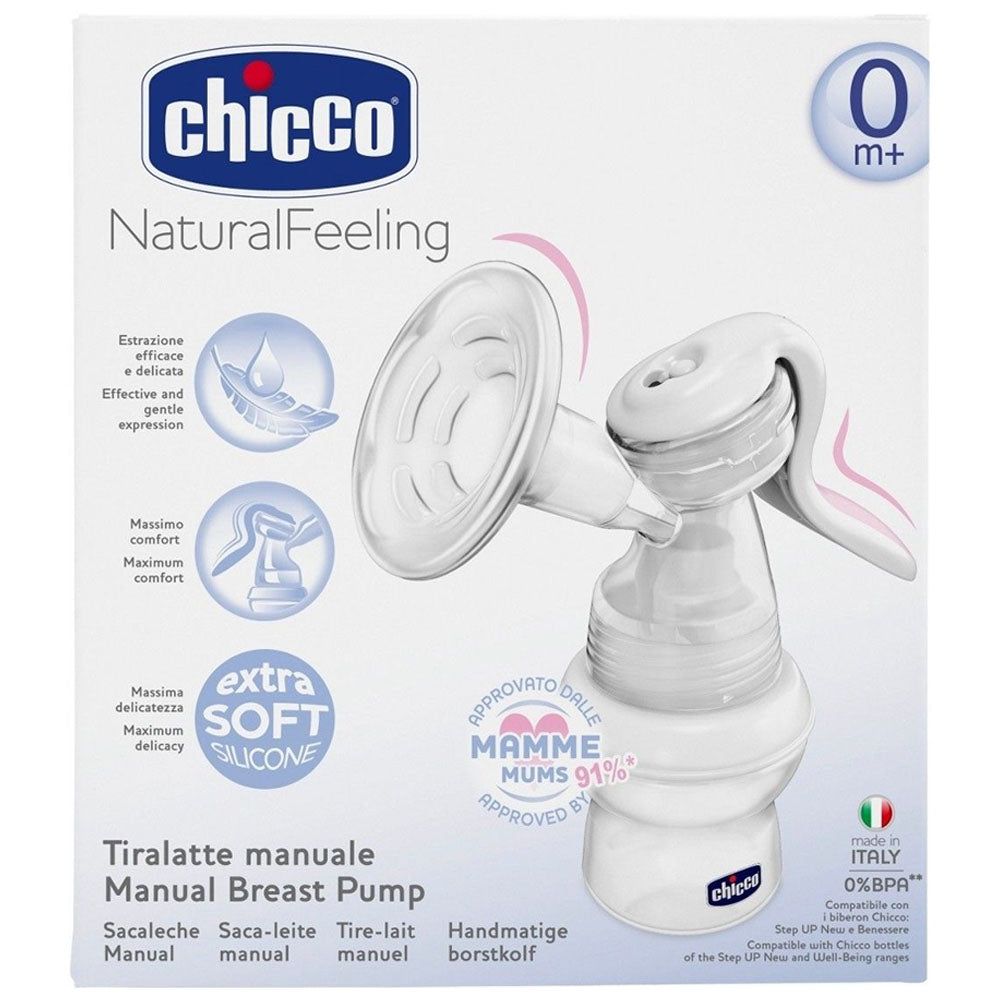 Chicco Natural Feeling Manual Breast Pump Milk Suction Baby Feeding BP