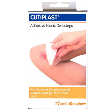 Smith & Nephew Cutiplast Adhesive Fabric Dressings Bandages 7.2Cm x 5Cm 5 Pack