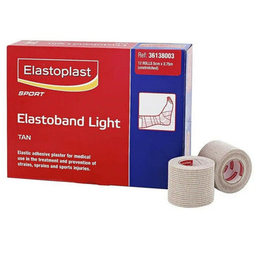 Elastoplast Sport Elastoband Light Bandage Roll Tan Colour 5Cm x 2.75M 12 Pack