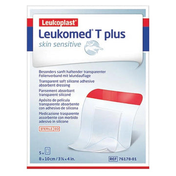 Leukomed T Plus Skin Sensitive 5 Pack Wound Dressing Pad First Aid 8Cm x 10Cm