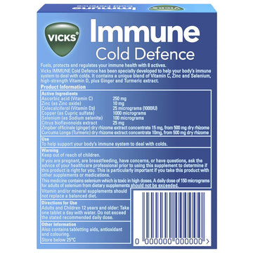 Vicks Immune Defence Ginger & Turmeric Tablets Cold Flu Relief Symptoms 30 Tabs