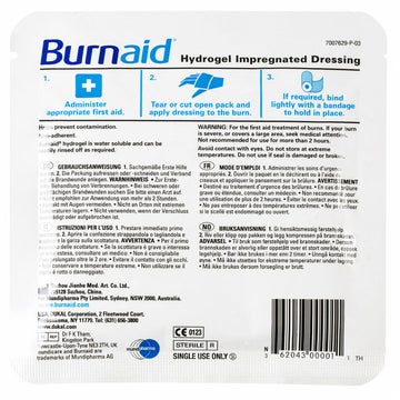 Mundicare Burnaid Hydrogel Impregnated Dressing 10Cm Burn Treatment First Aid