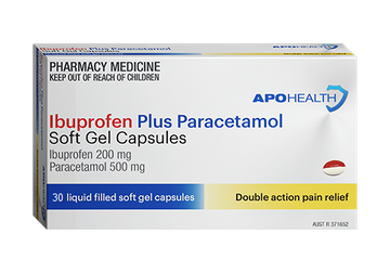 APOHEALTH Ibuprofen 200mg Plus Paracetamol 500mg Blister Pack Soft Gel 30 Capsules