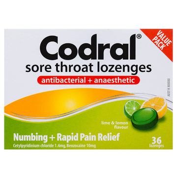 CODRAL® Sore Throat Lozenges Lime & Lemon 36 Lozenges