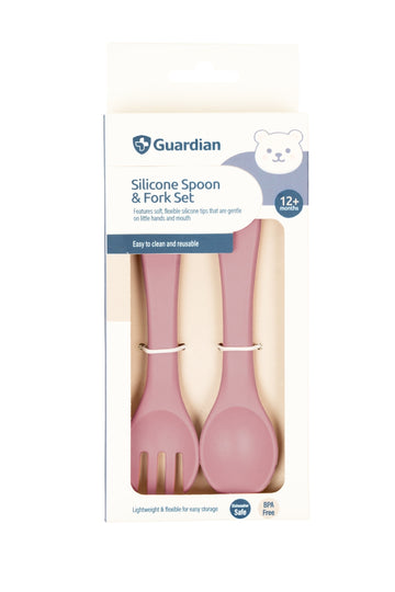 Guardian Silicone Spoon and Fork Set (Dusty Berry Red)