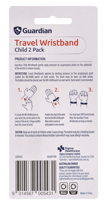 Guardian Acupressure Nausea Wristband Child 2 Pack
