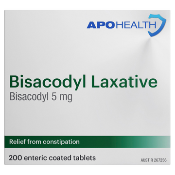 APO HEALTH Bisacodyl Laxative Tablets 5mg Blister Pack 200 Tablets