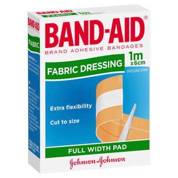 BAND-AID Fabric Dressing Full Width Pad 6cm x 1m 1 Roll